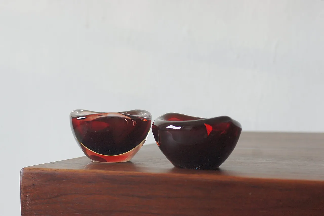 Pair of glass bowls Selena by Sven Palmqvist for Orrefors, 1950s 1