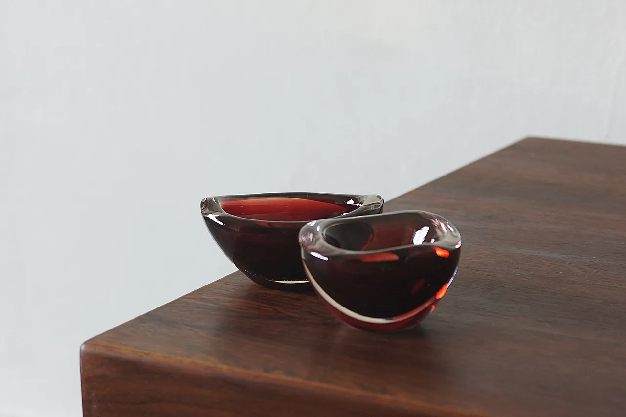 Pair of glass bowls Selena by Sven Palmqvist for Orrefors, 1950s 2