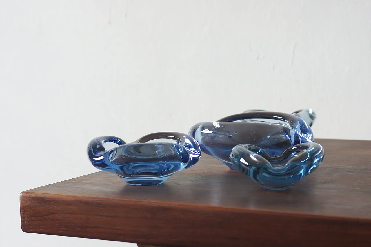 Coppia di posacenere in vetro di Lütken per Holmegaard, anni '50 4