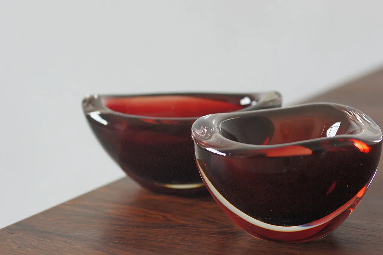 Pair of glass bowls Selena by Sven Palmqvist for Orrefors, 1950s 7