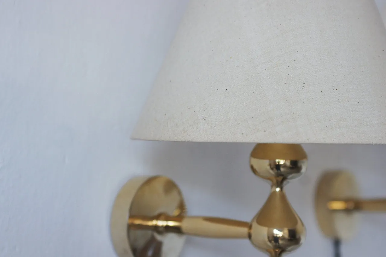 Coppia di applique placcate in oro di Hugo Asmussen, anni '70 6