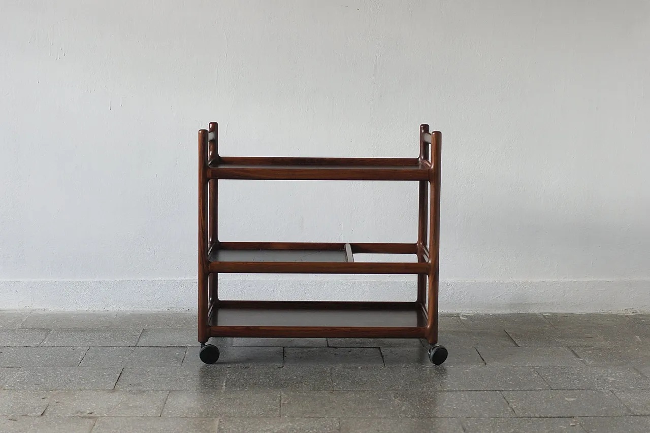 Serving trolley in rosewood by Henning Korch for Silkeborg, 1960s 2