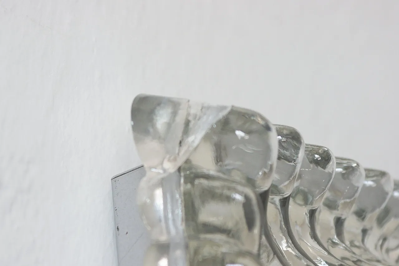 Pair of ice glass crystal wall lamps, 1960s 5