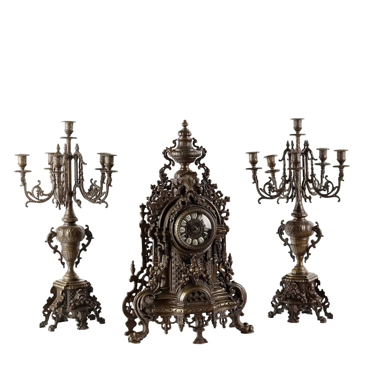 Bronze clock triptych, 20th century 1