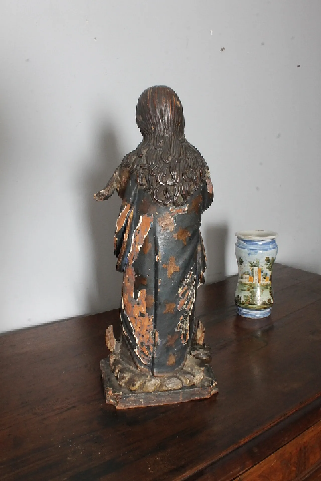 Wooden virgin polychrome sculpture, 17th century 3