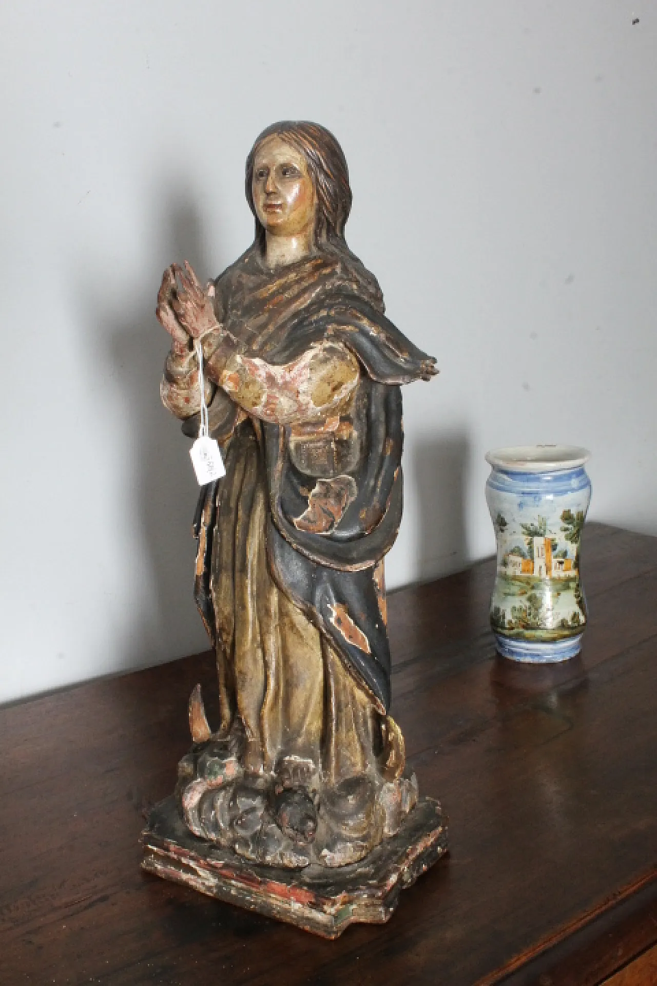 Wooden virgin polychrome sculpture, 17th century 5