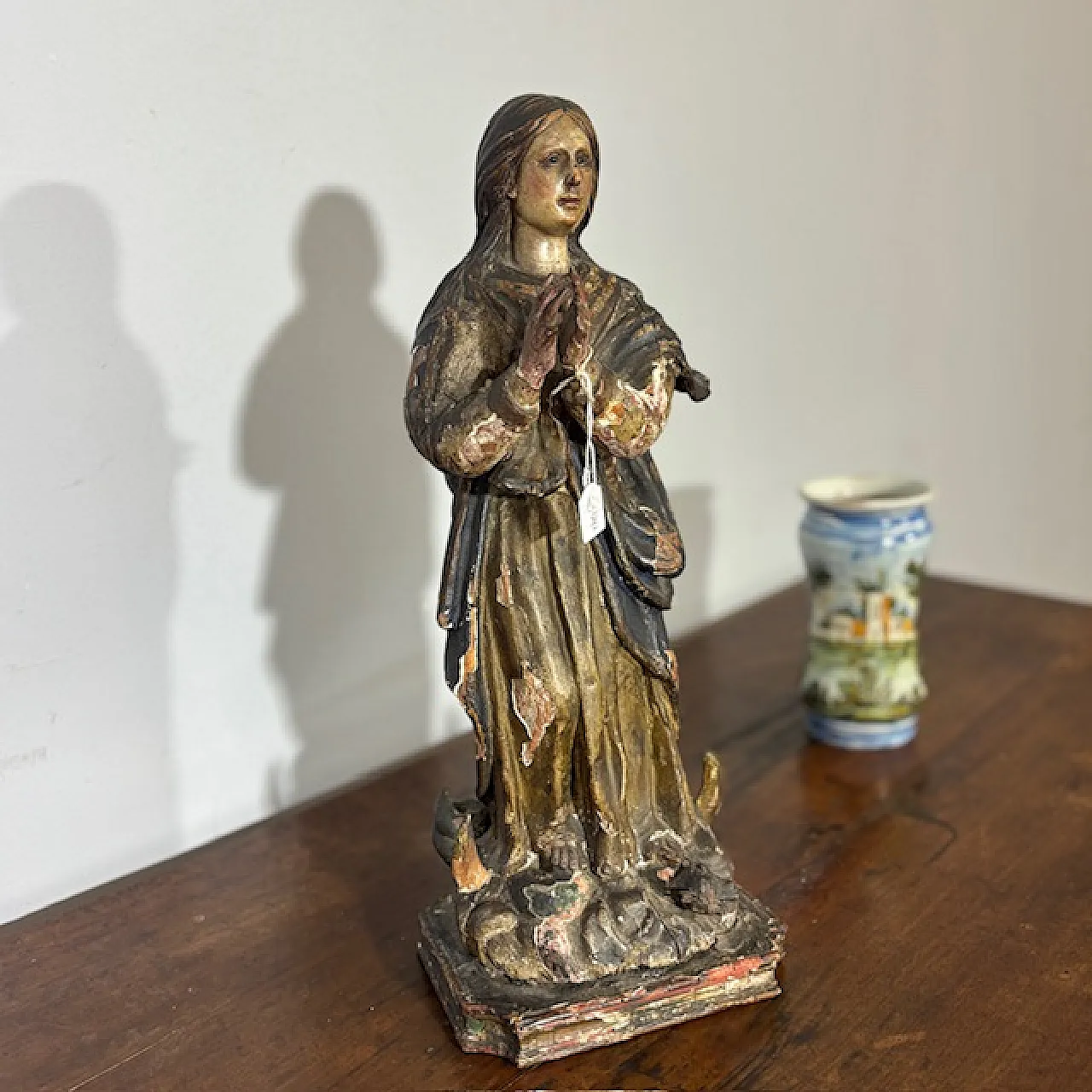 Wooden virgin polychrome sculpture, 17th century 7