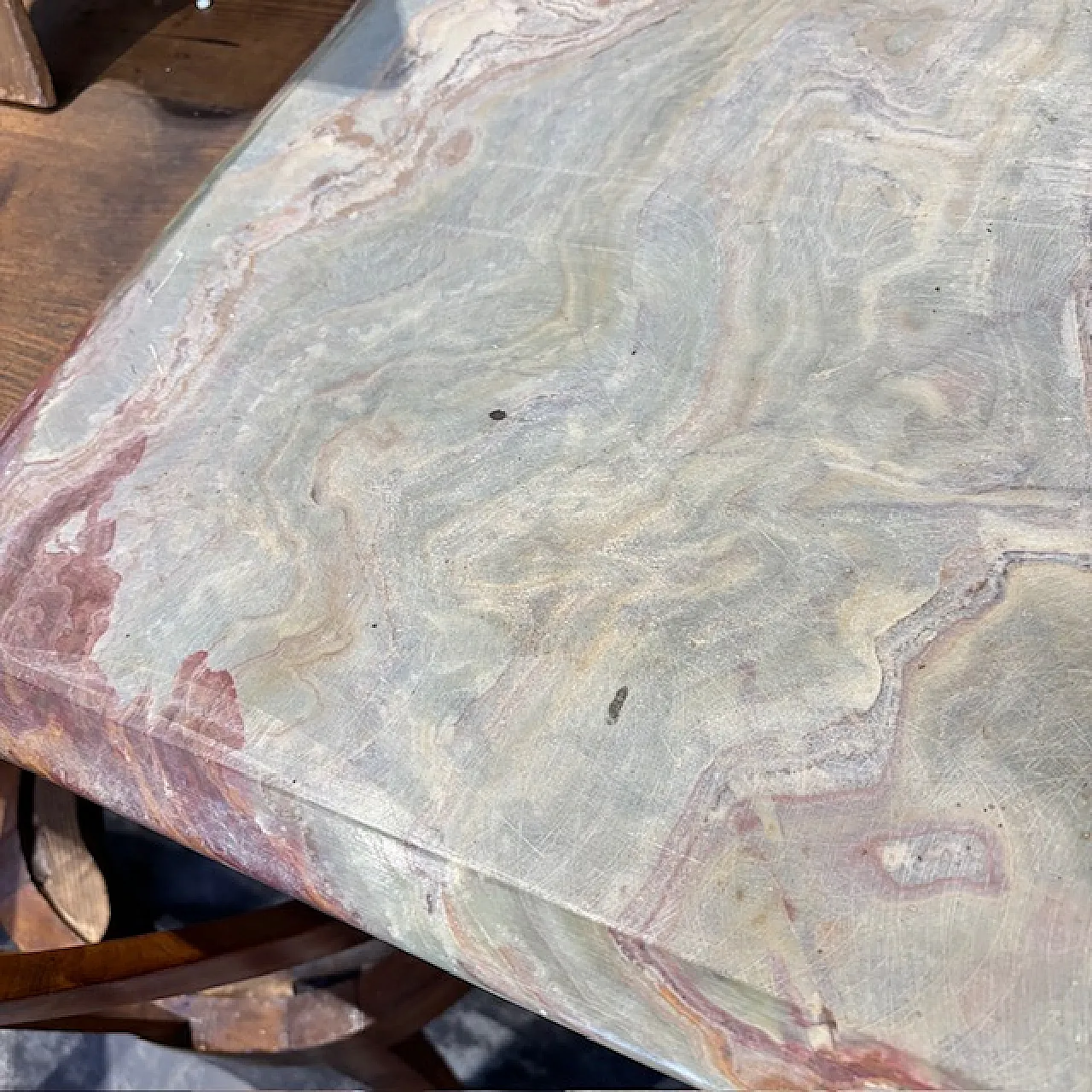 Tavolo Thonet Art Decò legno faggio curvato e onice, 1940 5