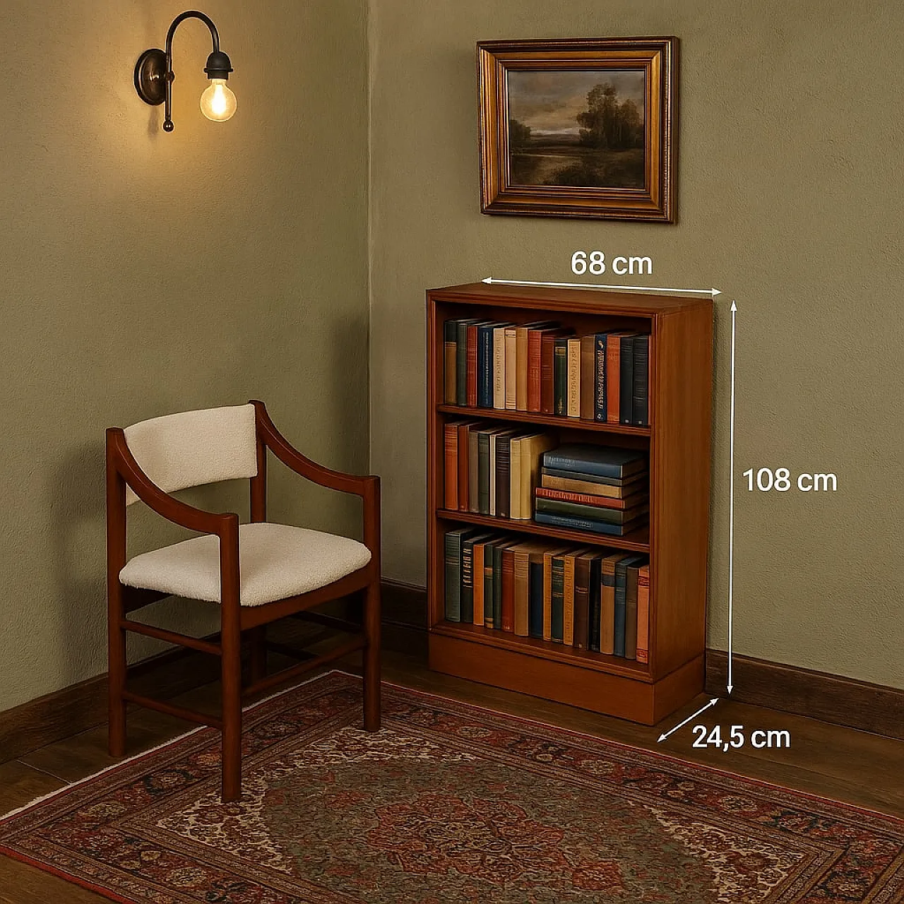 Small bookcase in poplar, mid-20th century 2
