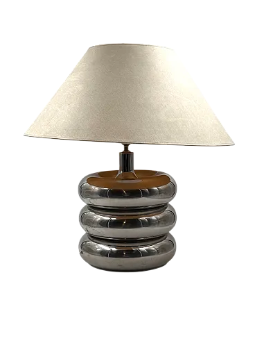 Hollywood Regency Chromed Table Lamp Base, Lights Milan Italy, 1970s