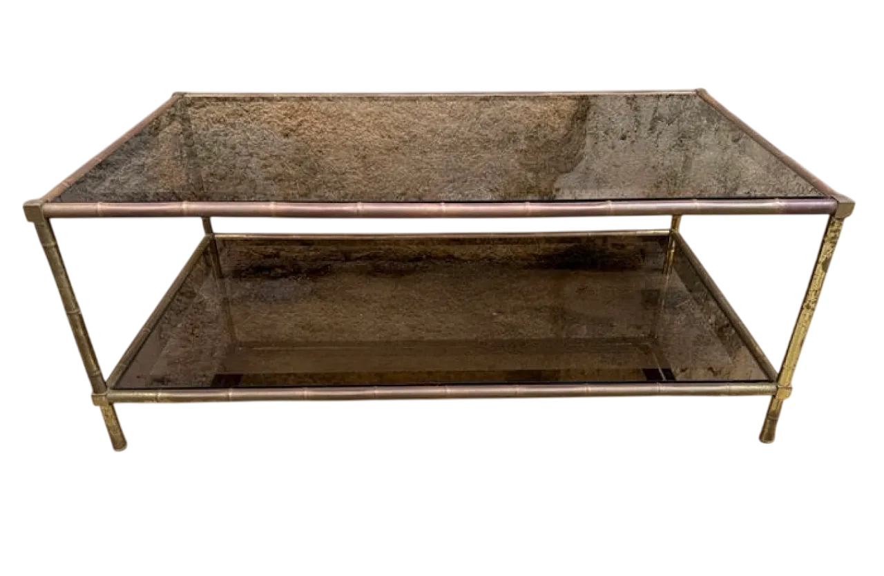 Table fumè glass brass, 70s 9