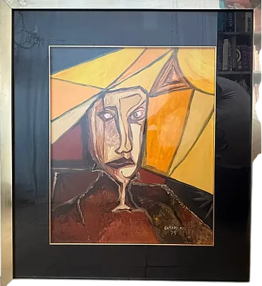 Portrait expressionist style abstract oil on cusiman canvas 79