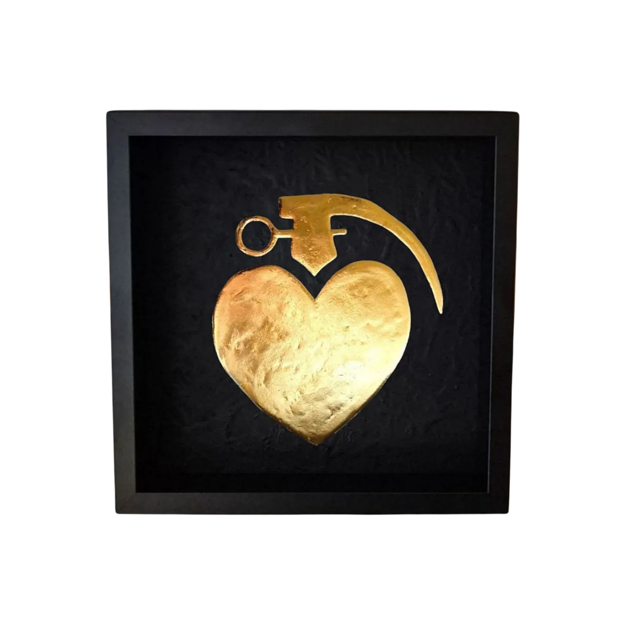 Lovegrenade 23kt gold gilded artwork in frame PopArt collection 9