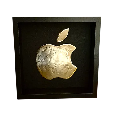 Apple logo 23kt gold plated artwork in frame 80s and 90s collection