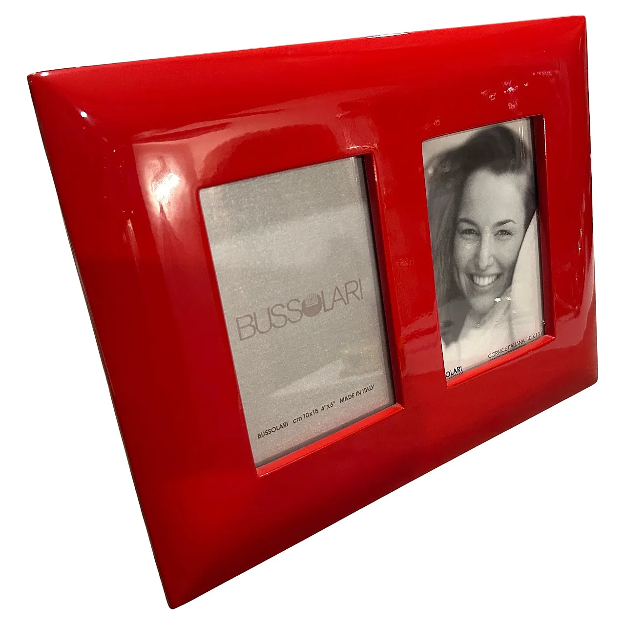 Red lacquered wooden double frame by Bussolari, 1990s 1