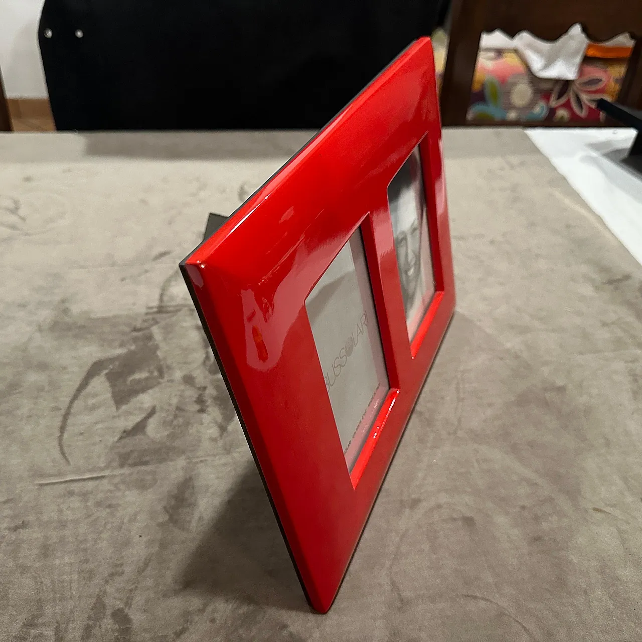 Red lacquered wooden double frame by Bussolari, 1990s 5