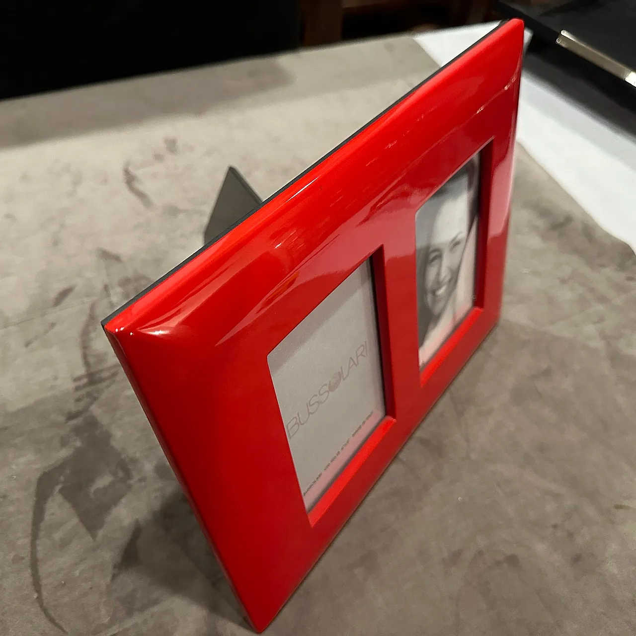 Red lacquered wooden double frame by Bussolari, 1990s 6