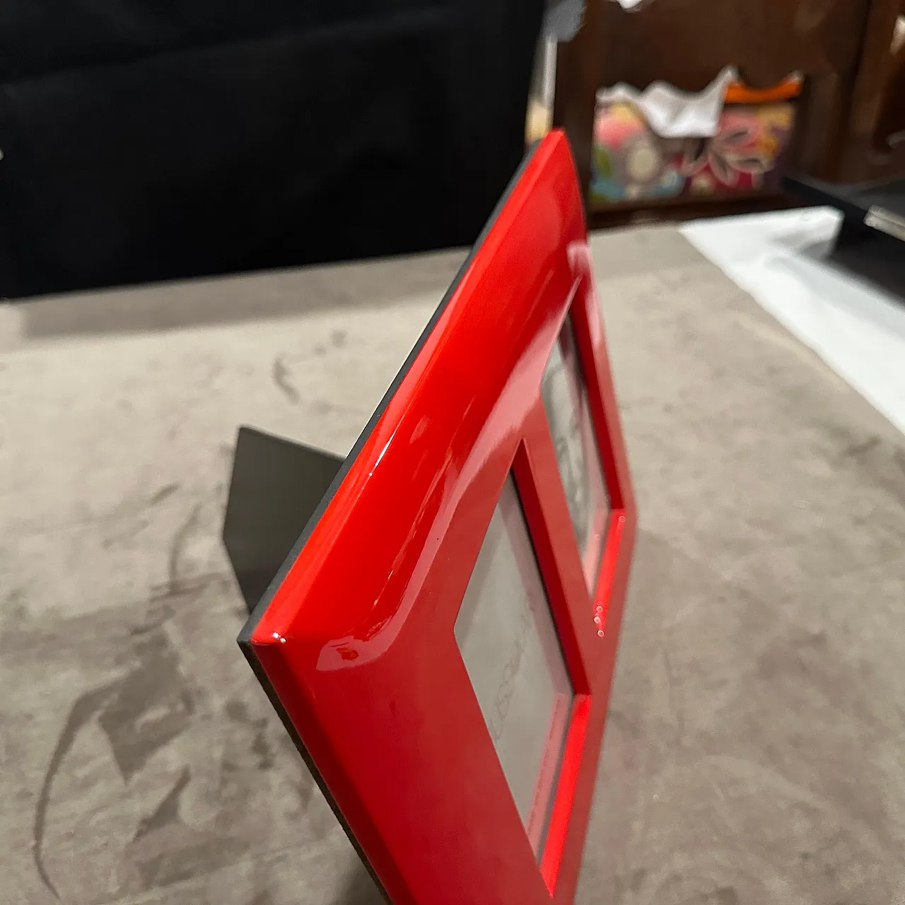 Red lacquered wooden double frame by Bussolari, 1990s 10
