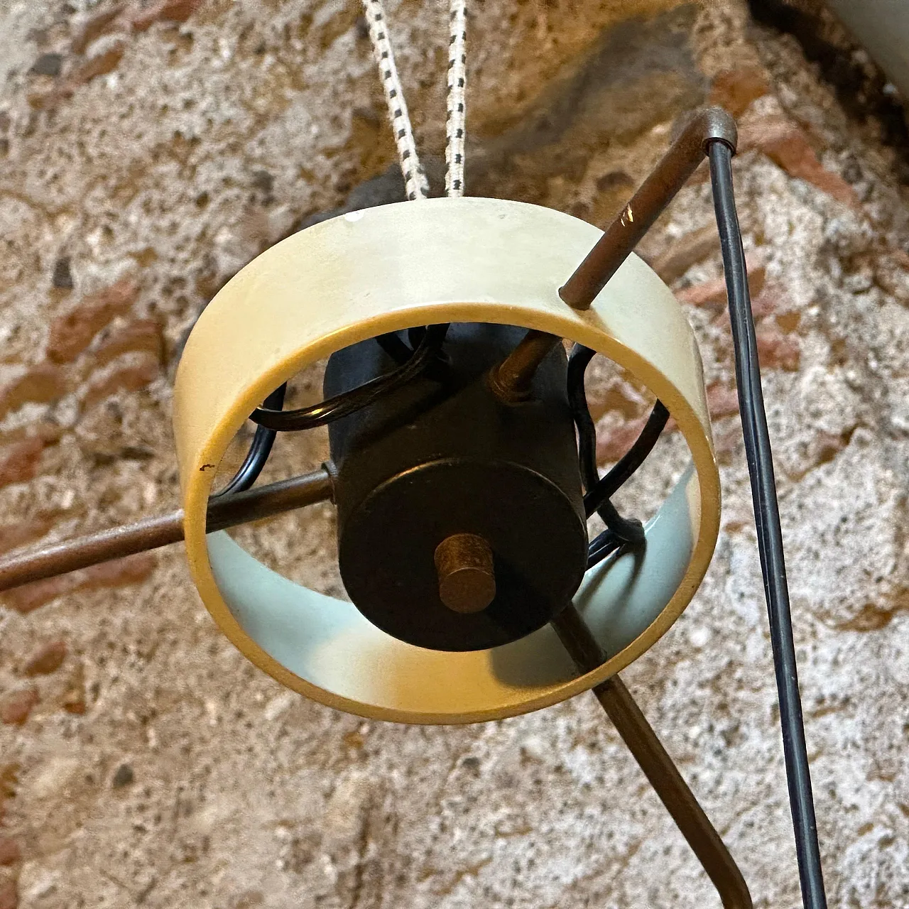 Grey opaline glass chandelier attributed to Stilnovo, 1960s 12