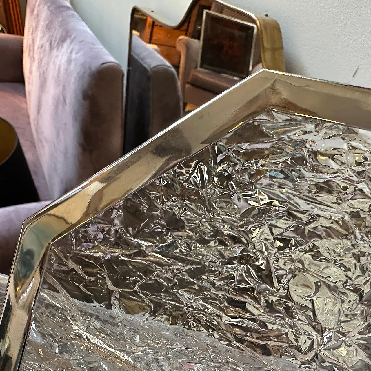 Vassoio in lucite e argento di Ulderico Cavinato, anni '80 8