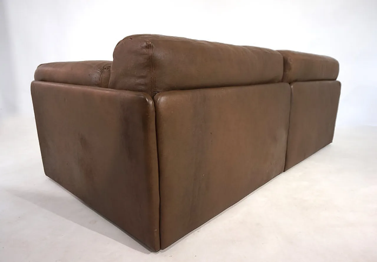 Two-seater leather sofa bed by De Sede, 1970s 3