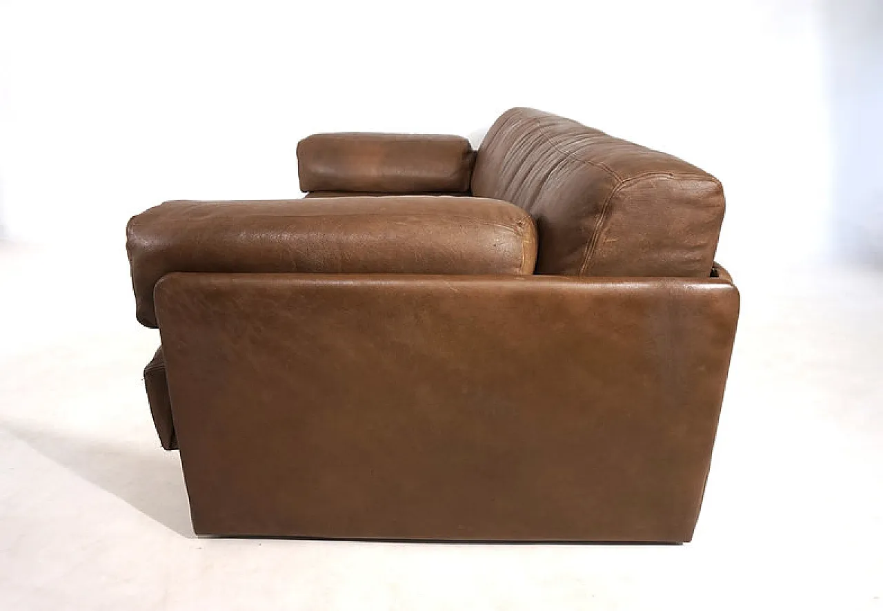 Two-seater leather sofa bed by De Sede, 1970s 4