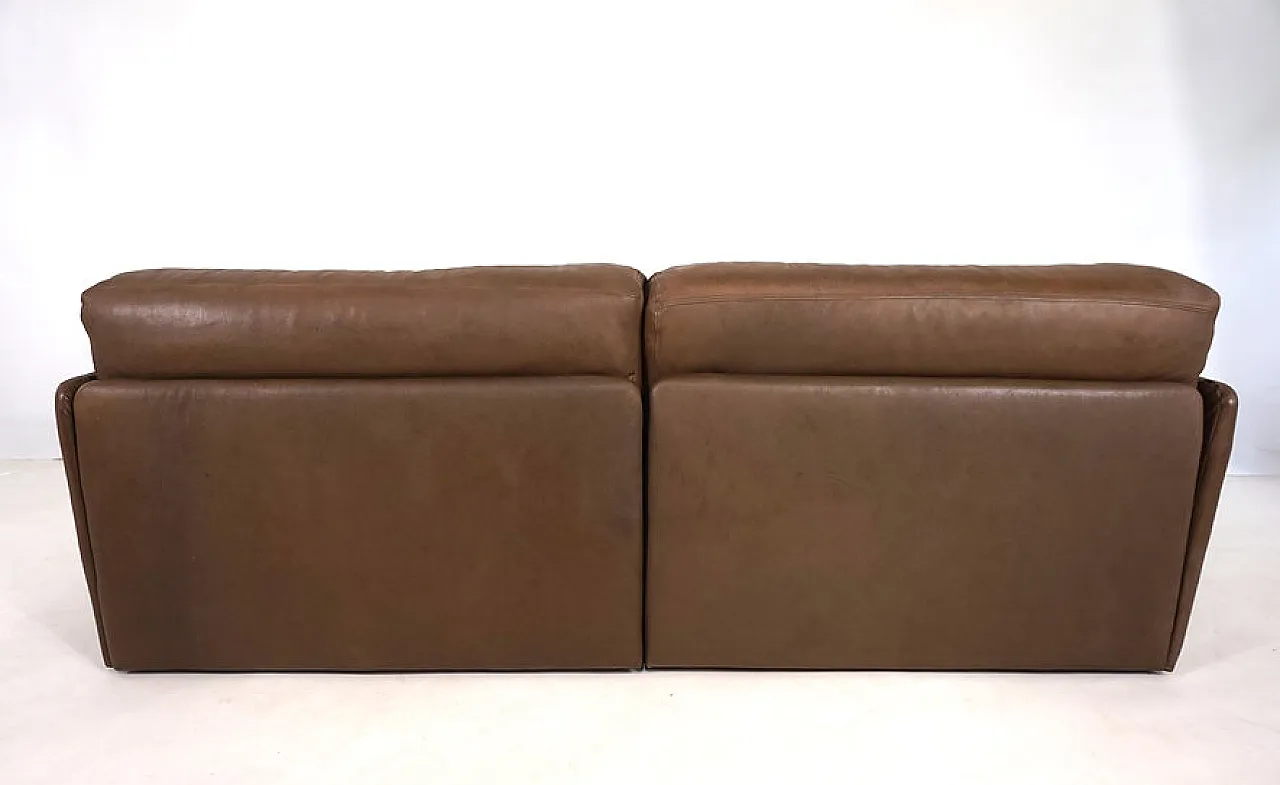 Two-seater leather sofa bed by De Sede, 1970s 5