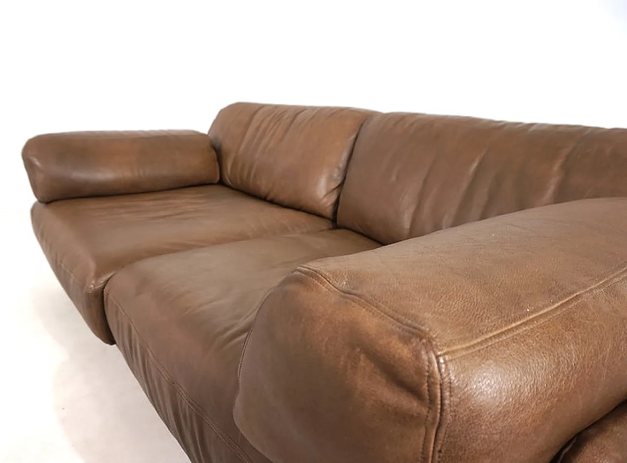 Two-seater leather sofa bed by De Sede, 1970s 9