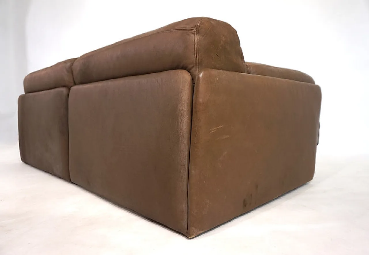 Two-seater leather sofa bed by De Sede, 1970s 10