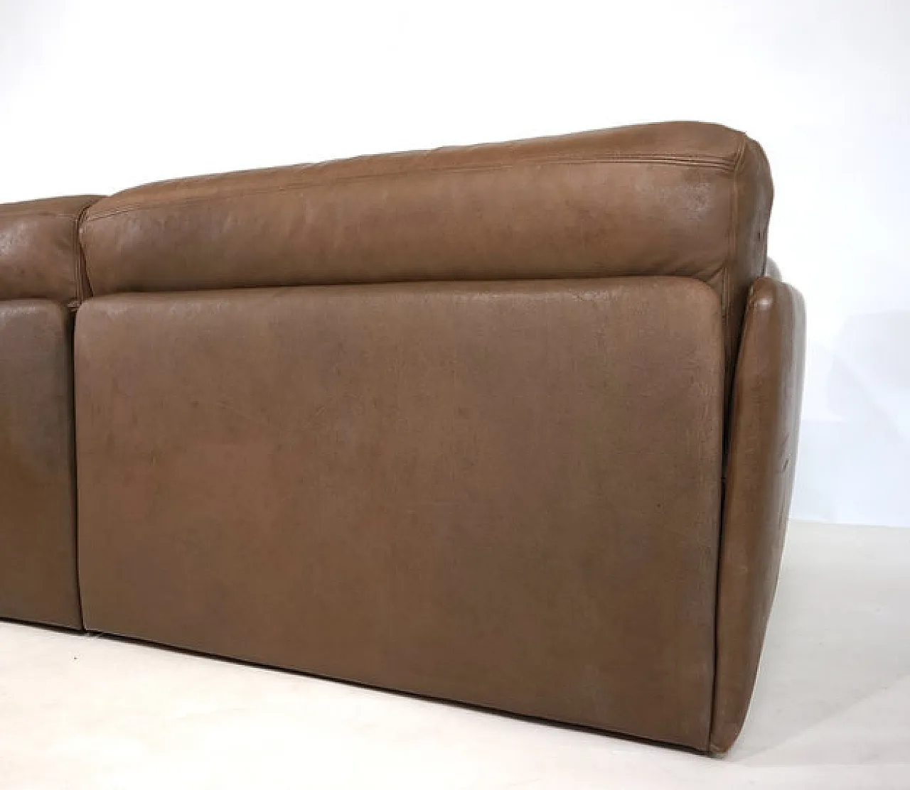 Two-seater leather sofa bed by De Sede, 1970s 13