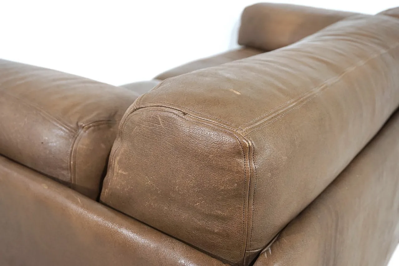 Two-seater leather sofa bed by De Sede, 1970s 15