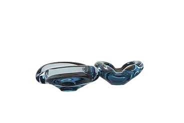 Pair of glass ashtray by Lütken by Per Lütken for Holmegaard, 1950s