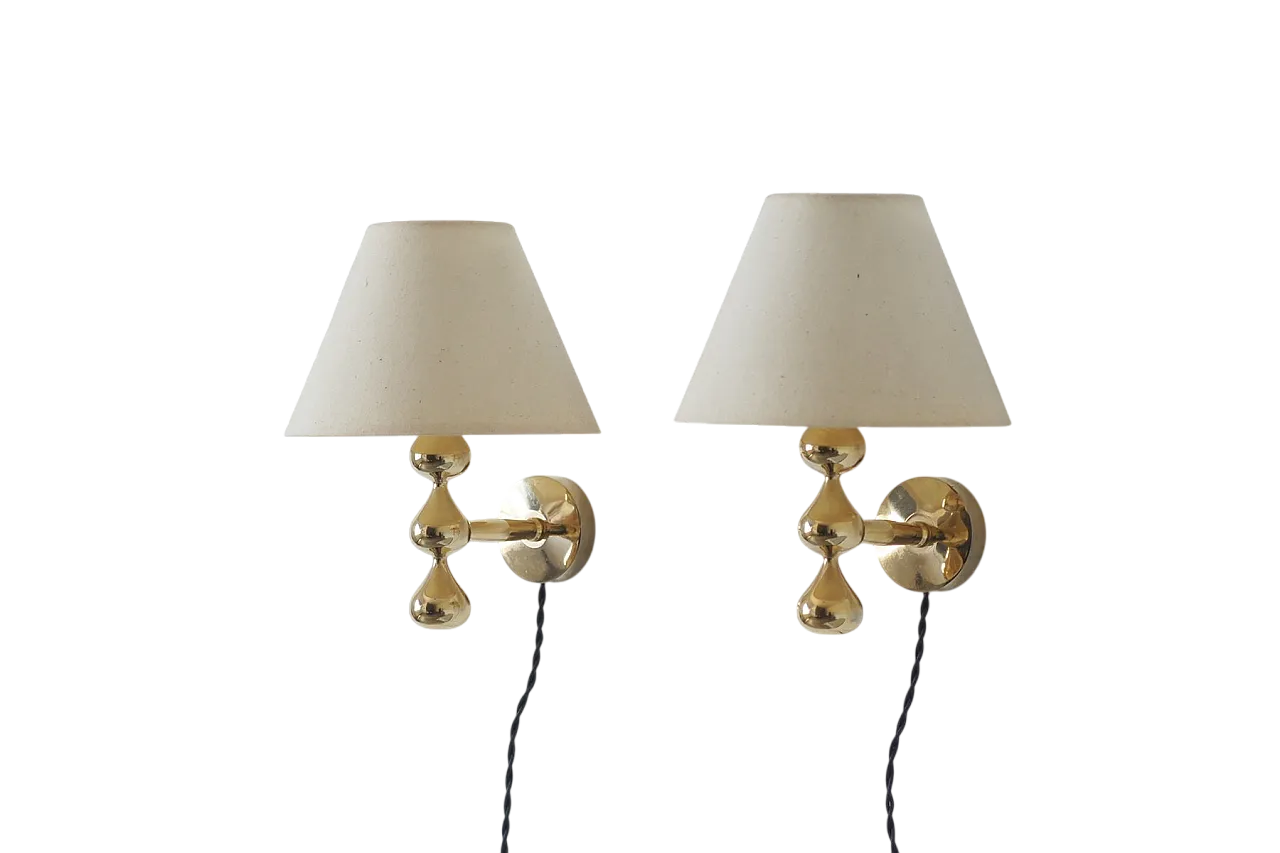 Coppia di applique placcate in oro di Hugo Asmussen, anni '70 9