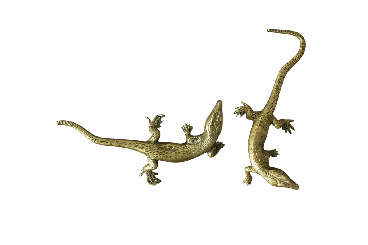 Pair of brass lizard figures, 1960s 7