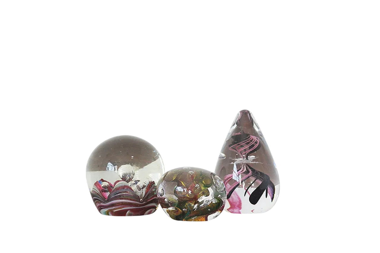 3 Fermacarte in vetro, anni '70 7