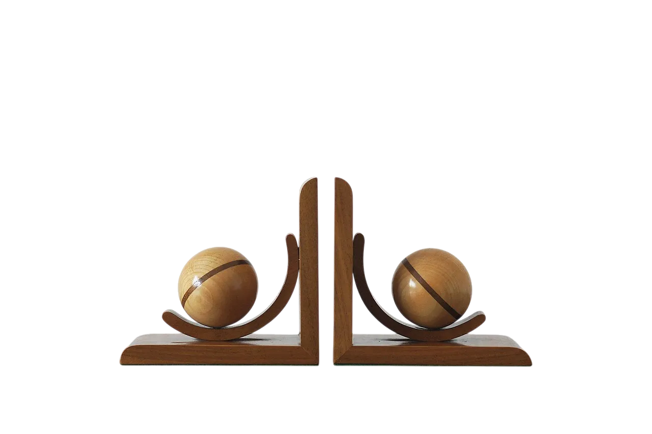 Pair of Mid-Century Modern wooden bookends, 1940s 4