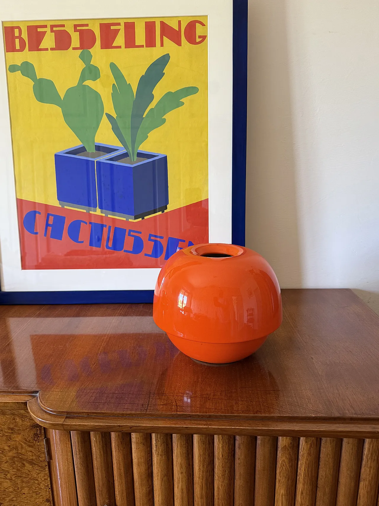 Space Age Orange Ceramic Vase, Sicart Italy approx. 1970 3