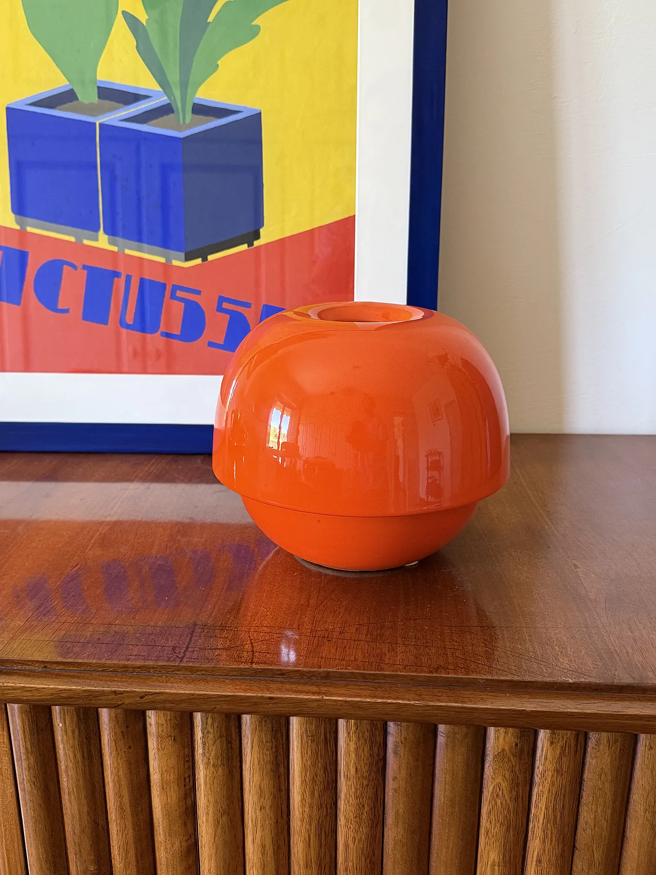 Space Age Orange Ceramic Vase, Sicart Italy approx. 1970 4