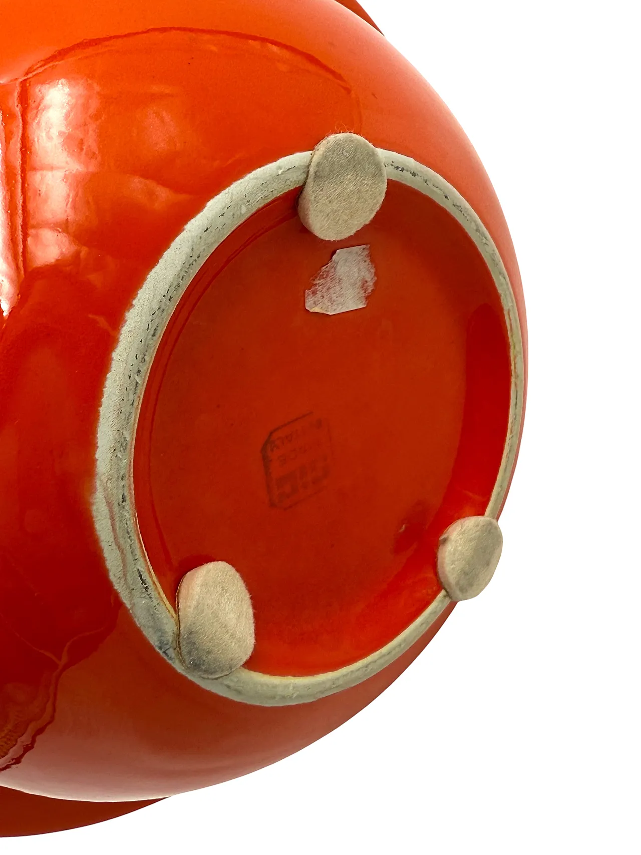 Space Age Orange Ceramic Vase, Sicart Italy approx. 1970 16