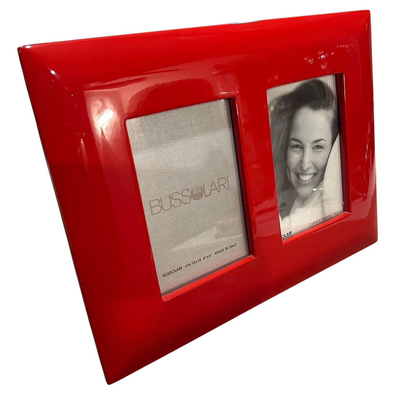 Red lacquered wooden double frame by Bussolari, 1990s 14