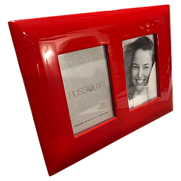 Red lacquered wooden double frame by Bussolari, 1990s