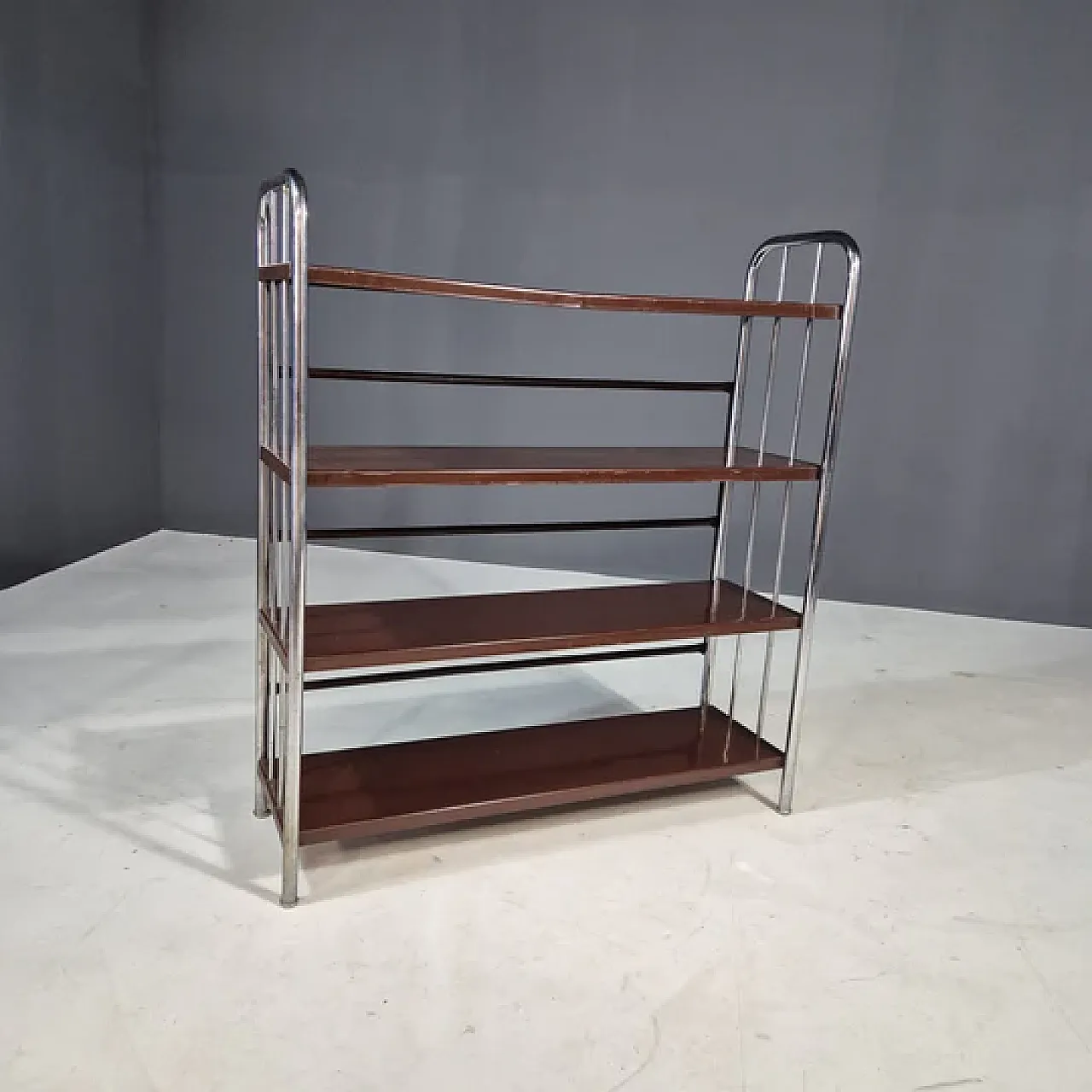 Bauhaus chrome étagère in bent steel and sheet metal, 1930s 3