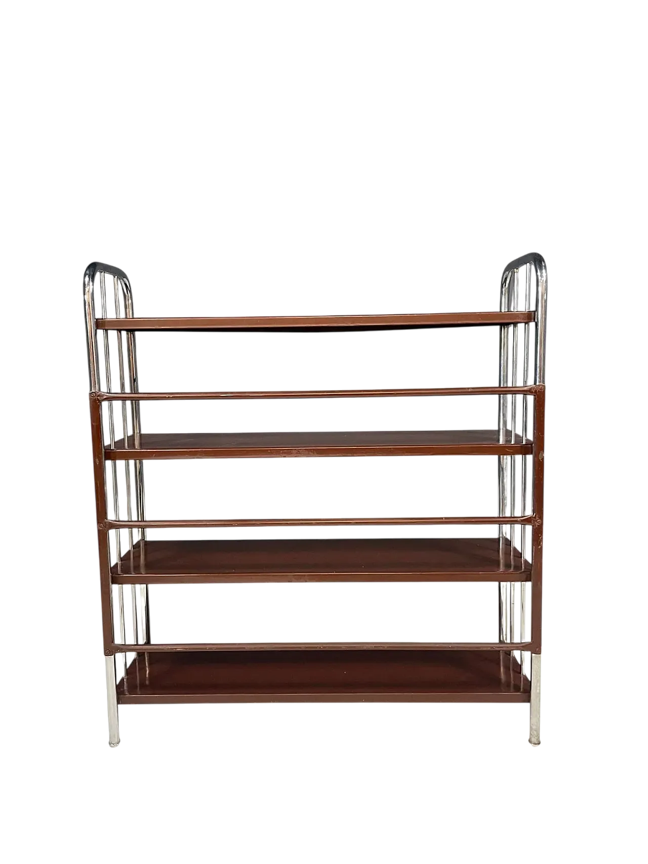 Bauhaus chrome étagère in bent steel and sheet metal, 1930s 16