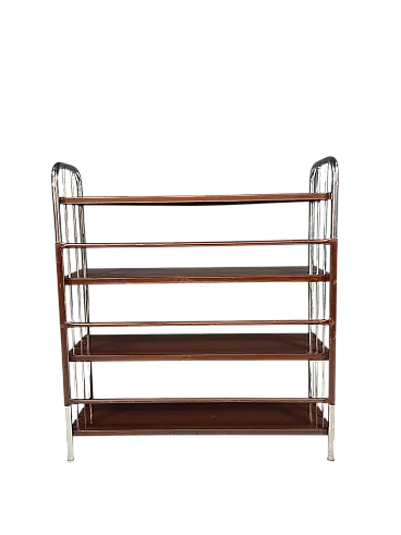 Étagère cromata Bauhaus in acciaio piegato e lamiera, anni '30