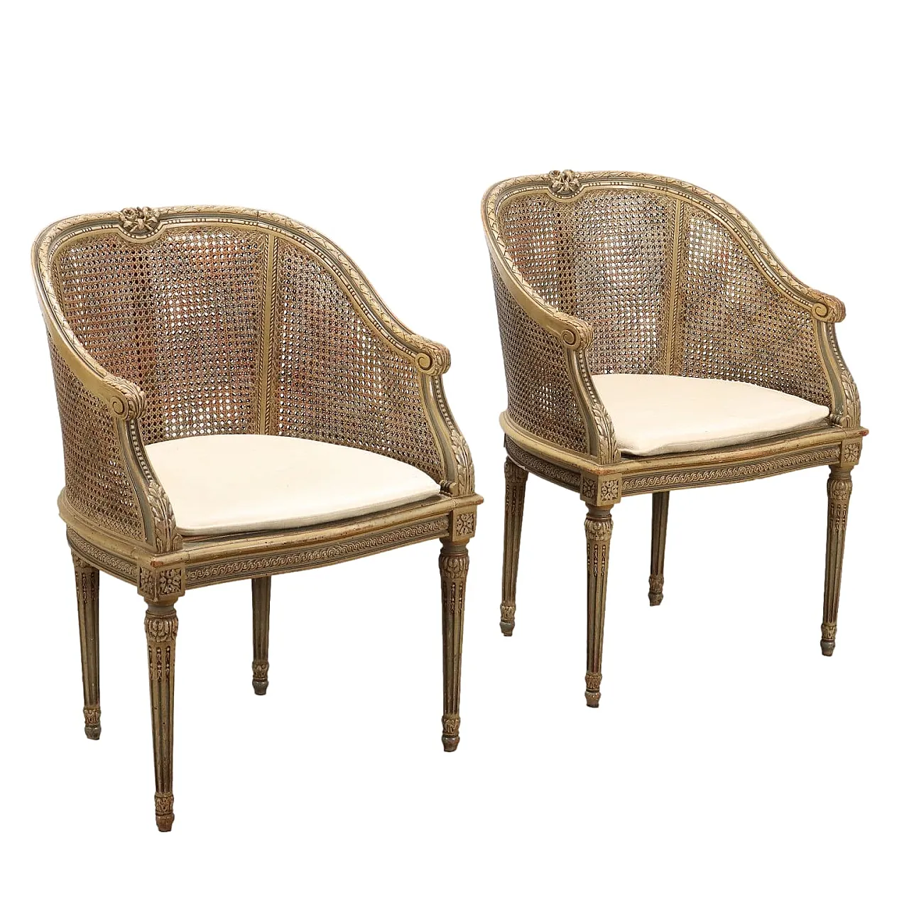 Poltroncine in stile Neoclassico paglia di Vienna, '900 1