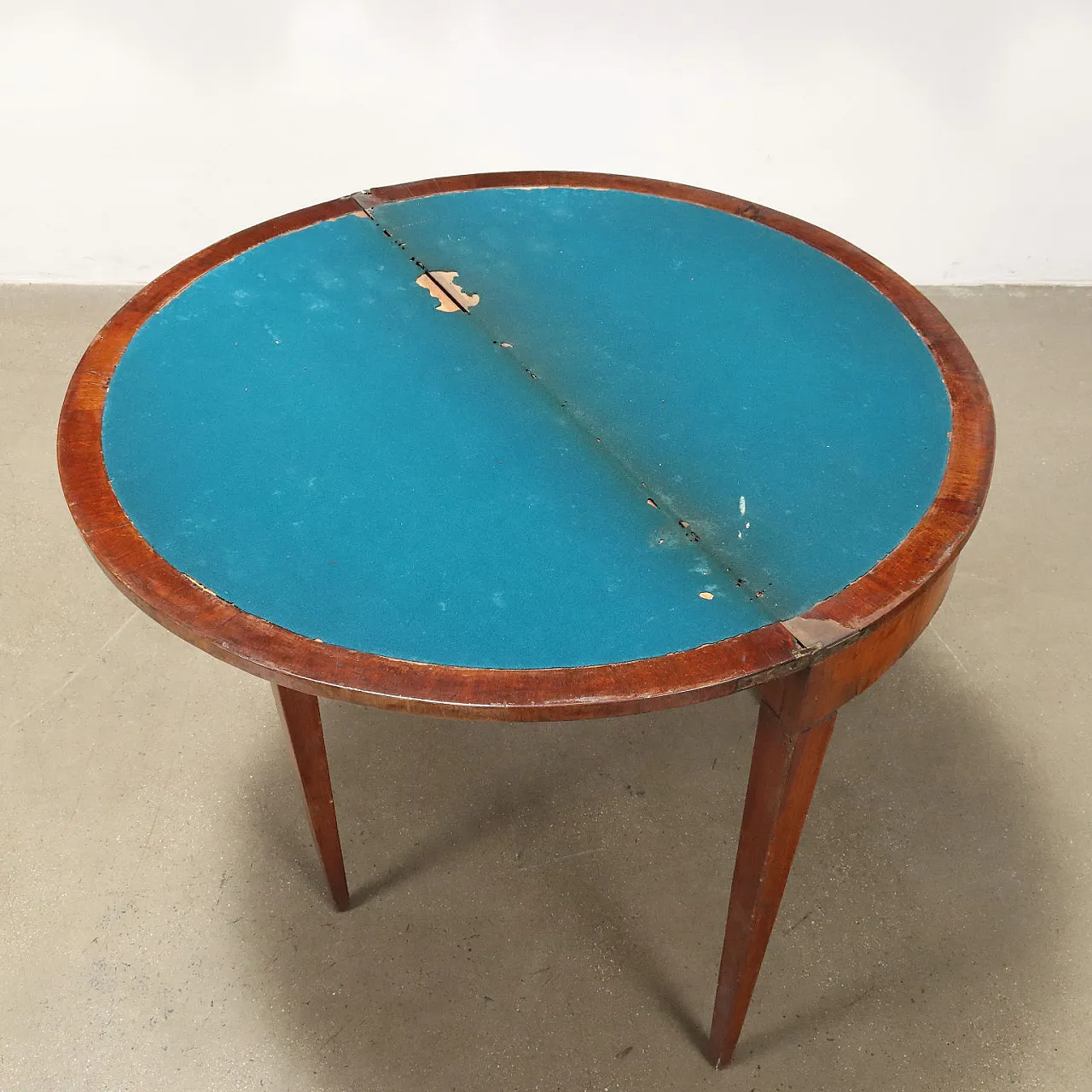 Tavolo da gioco a mezzaluna in mogano, '800 3