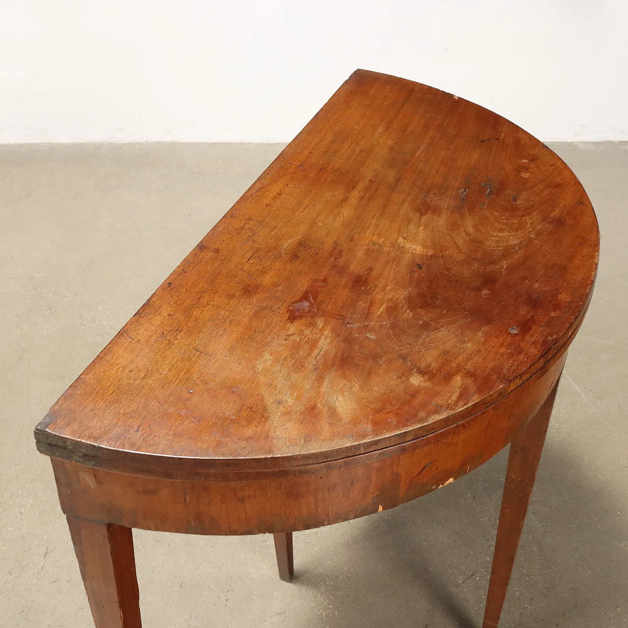 Tavolo da gioco a mezzaluna in mogano, '800 5