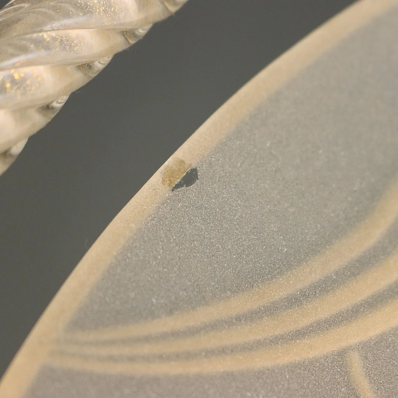 Ceiling lamp with etched & decorated glass plate & brass, 1950s 8