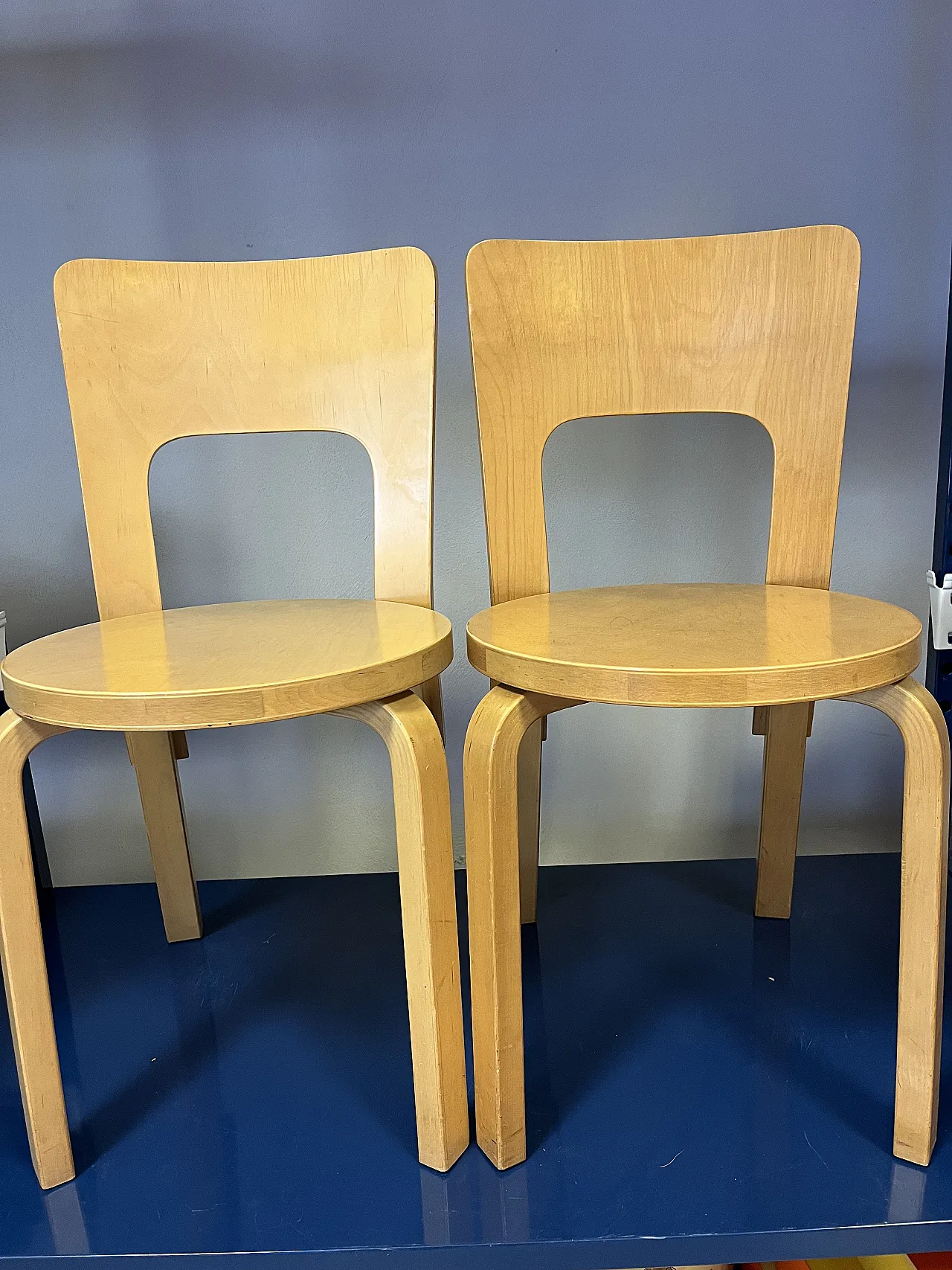 Coppia di sedie 66 di alvar aalto per Artek, anni '80 1