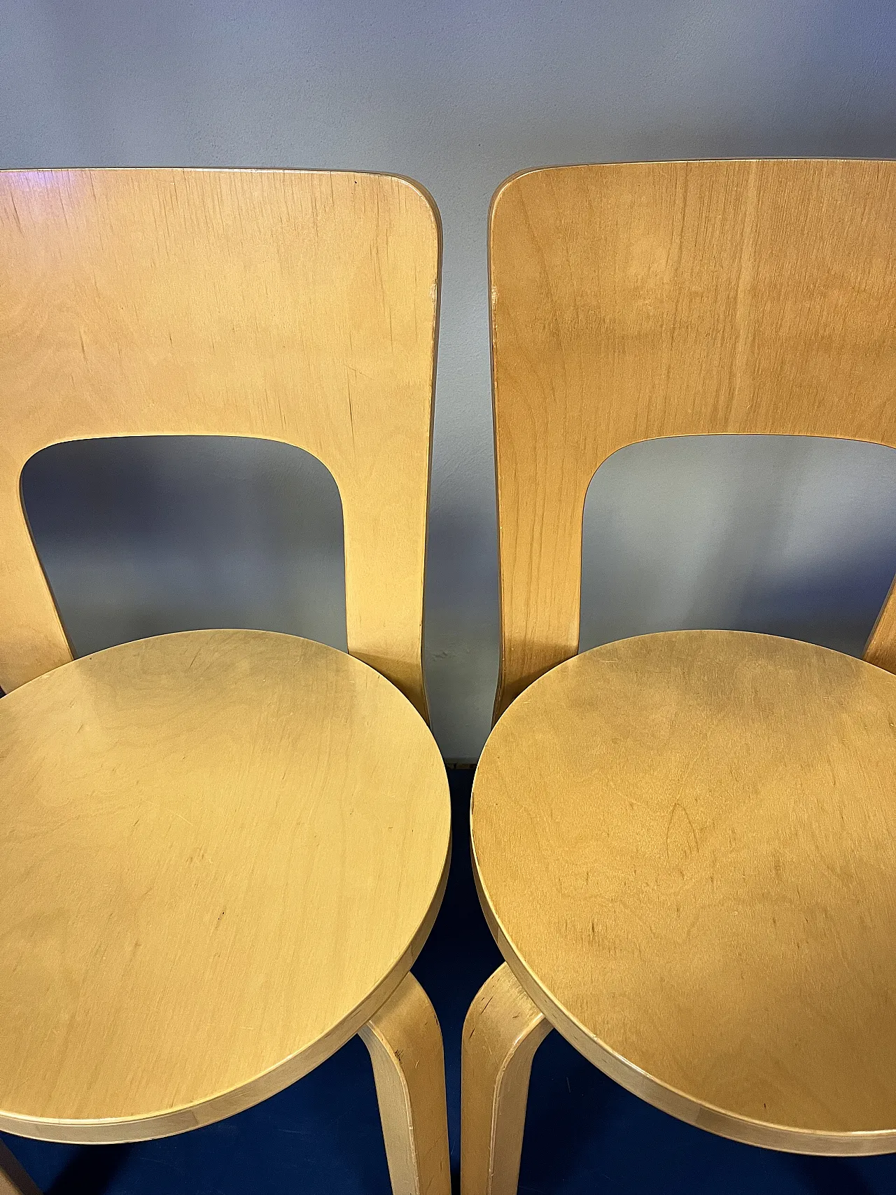 Coppia di sedie 66 di alvar aalto per Artek, anni '80 3